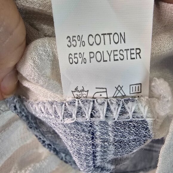 BOUTIQUE BOLD STRIPE CROP TOP RUFFLED HEM BLUE AND WHITE WOMENS SIZE MED - Picture 5 of 7